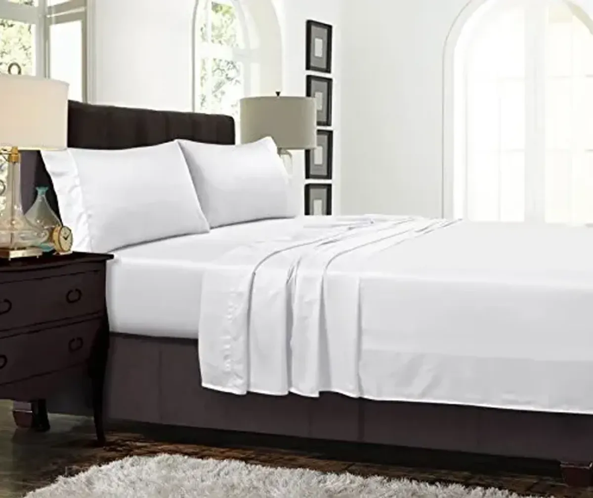 Tribeca Living TENC300SSFUWH 300 Thread Count Tencel Deep Pocket, Full Sheet Set, White