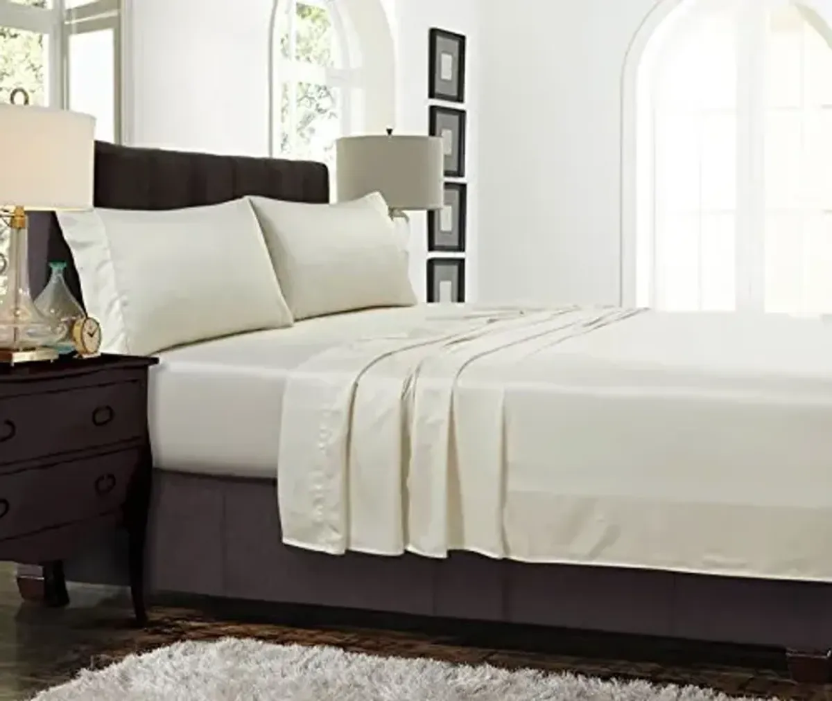 Tribeca Living TENC300SSCKIV 300 Thread Count Tencel Deep Pocket, California King Sheet Set, Ivory