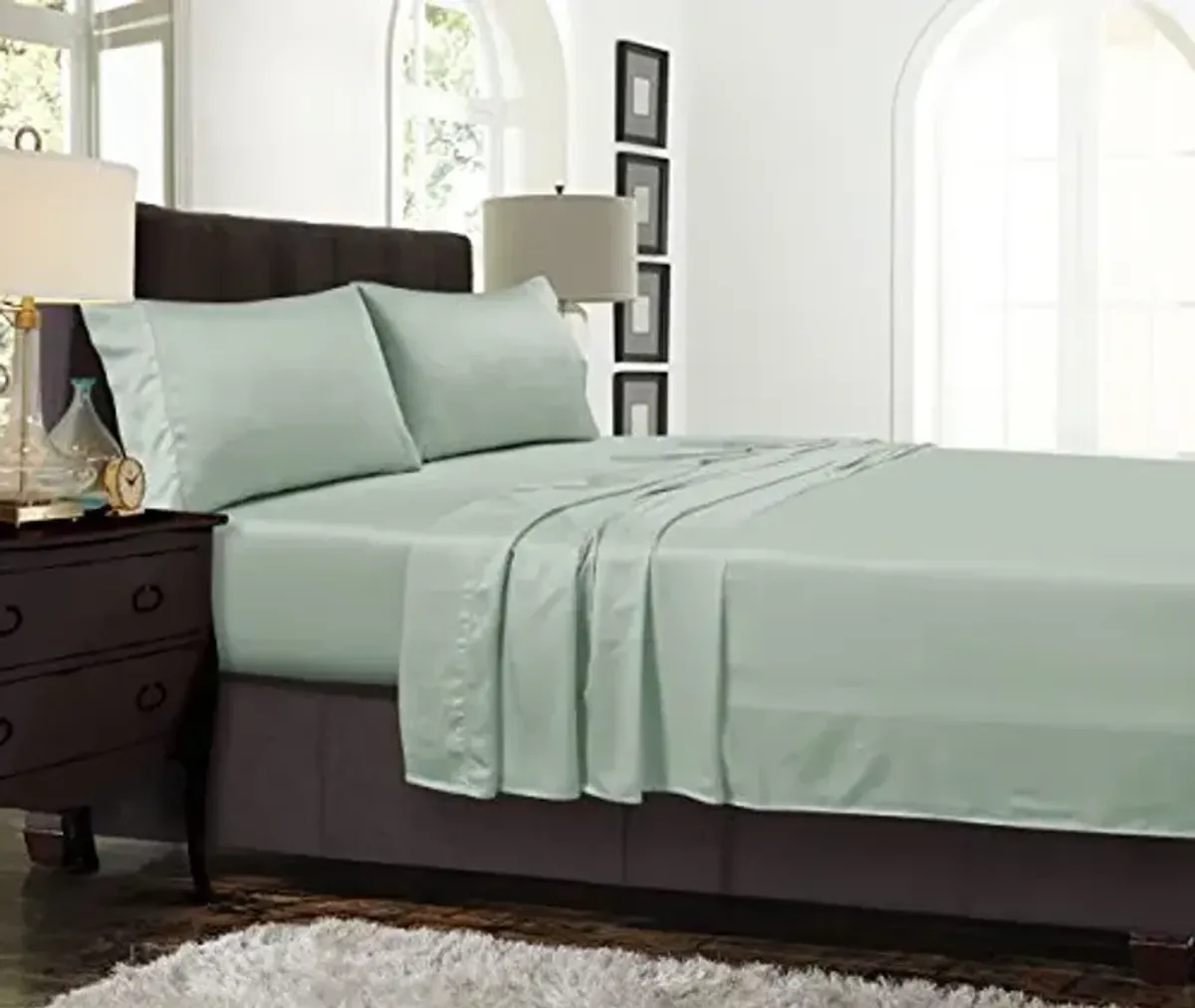 Tribeca Living TENC300SSCKSA 300 Thread Count Tencel Deep Pocket, California King Sheet Set, Sage Green