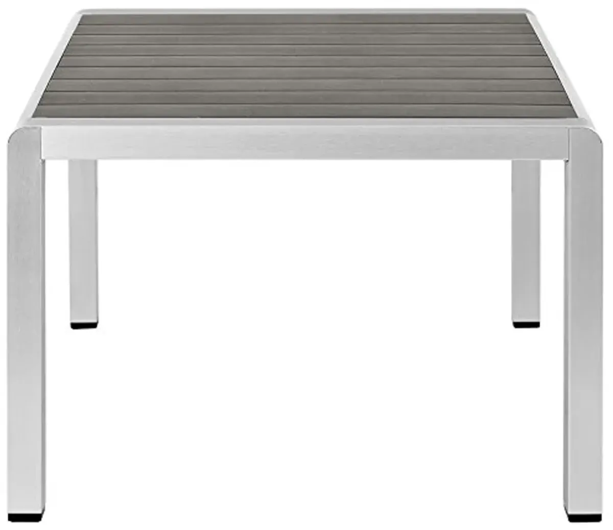 Modway Shore Aluminum Outdoor Patio Coffee Table in Silver Gray