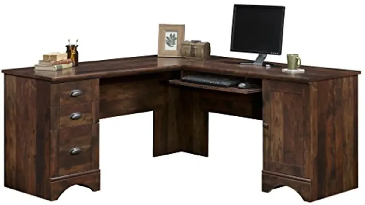 Sauder Harbor View Corner Computer Desk, L: 66.14" x W: 66.14" x H: 30.28", Curado Cherry