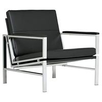Studio Designs Home, Black, Modern Atlas Accent Chair for Living Room Bedroom, Bonded Leather,