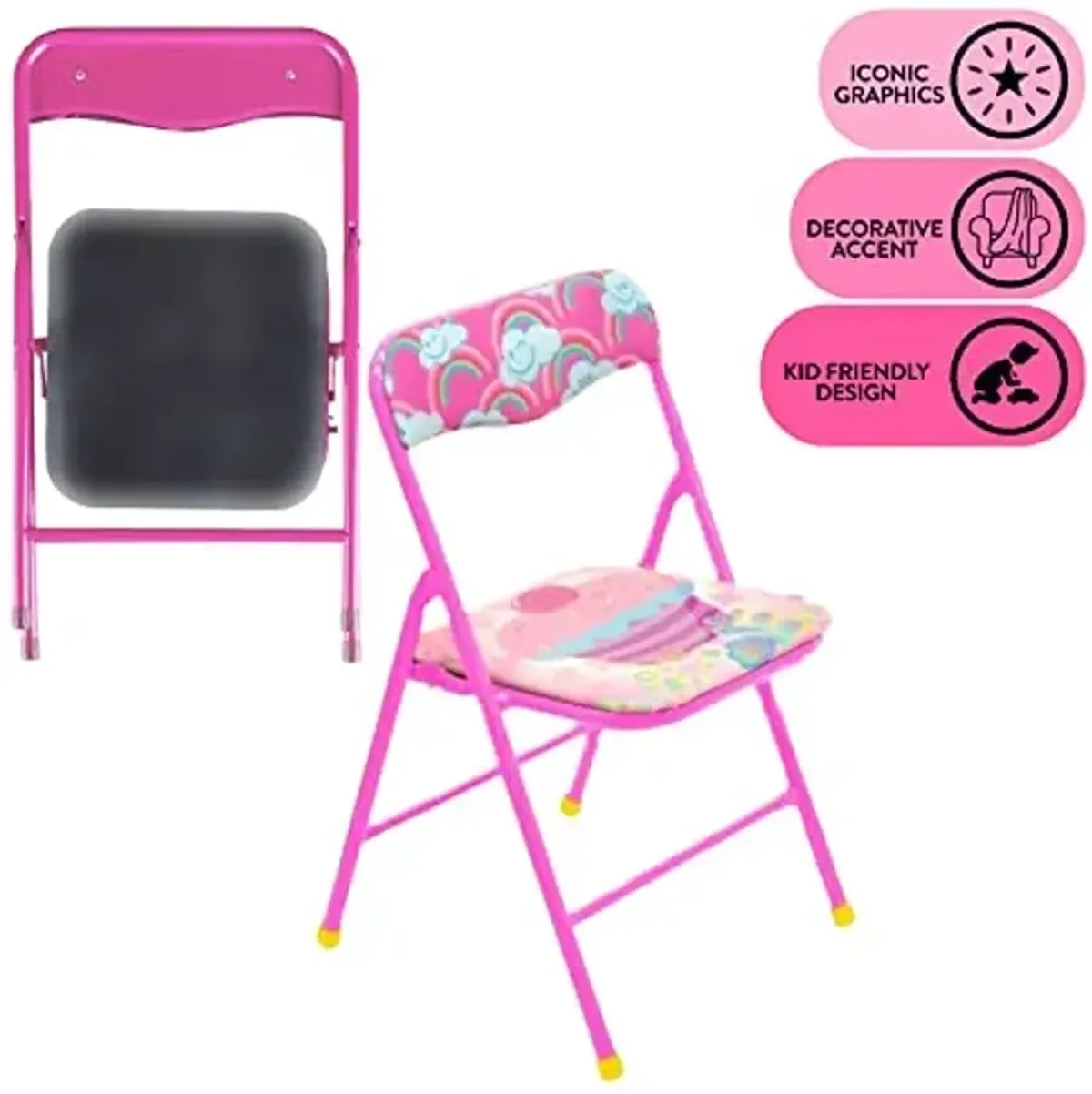Idea Nuova Trolls 3 Piece Children's Activity Square Table and Chair Set, Ages 3+