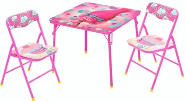 Idea Nuova Trolls 3 Piece Children's Activity Square Table and Chair Set, Ages 3+