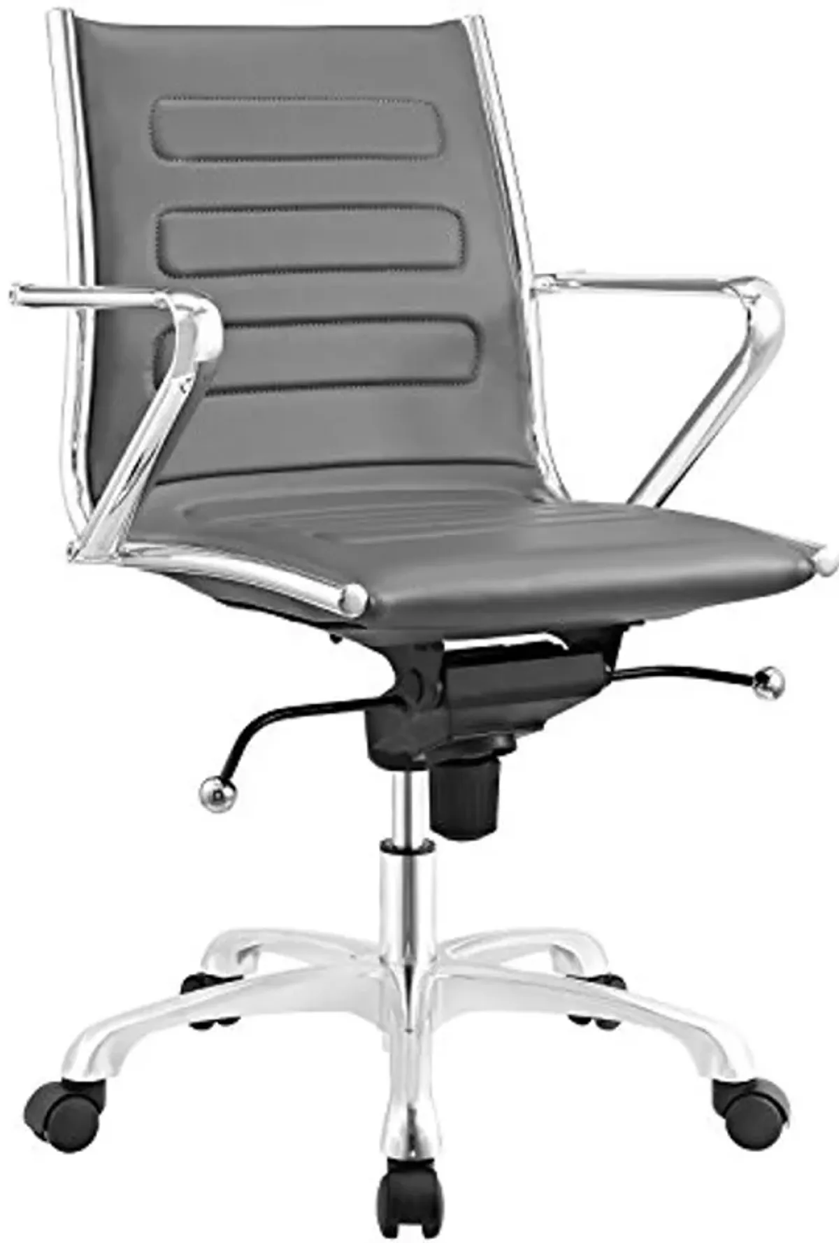 Modway Ascend Faux Leather Adjustable Swivel Office Chair in Gray