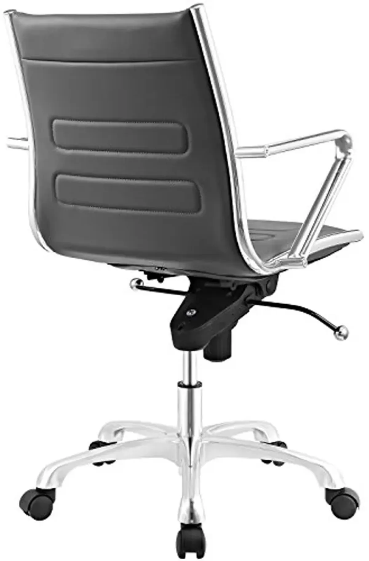 Modway Ascend Faux Leather Adjustable Swivel Office Chair in Gray