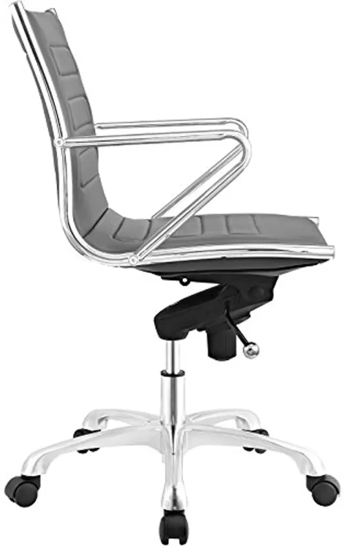 Modway Ascend Faux Leather Adjustable Swivel Office Chair in Gray