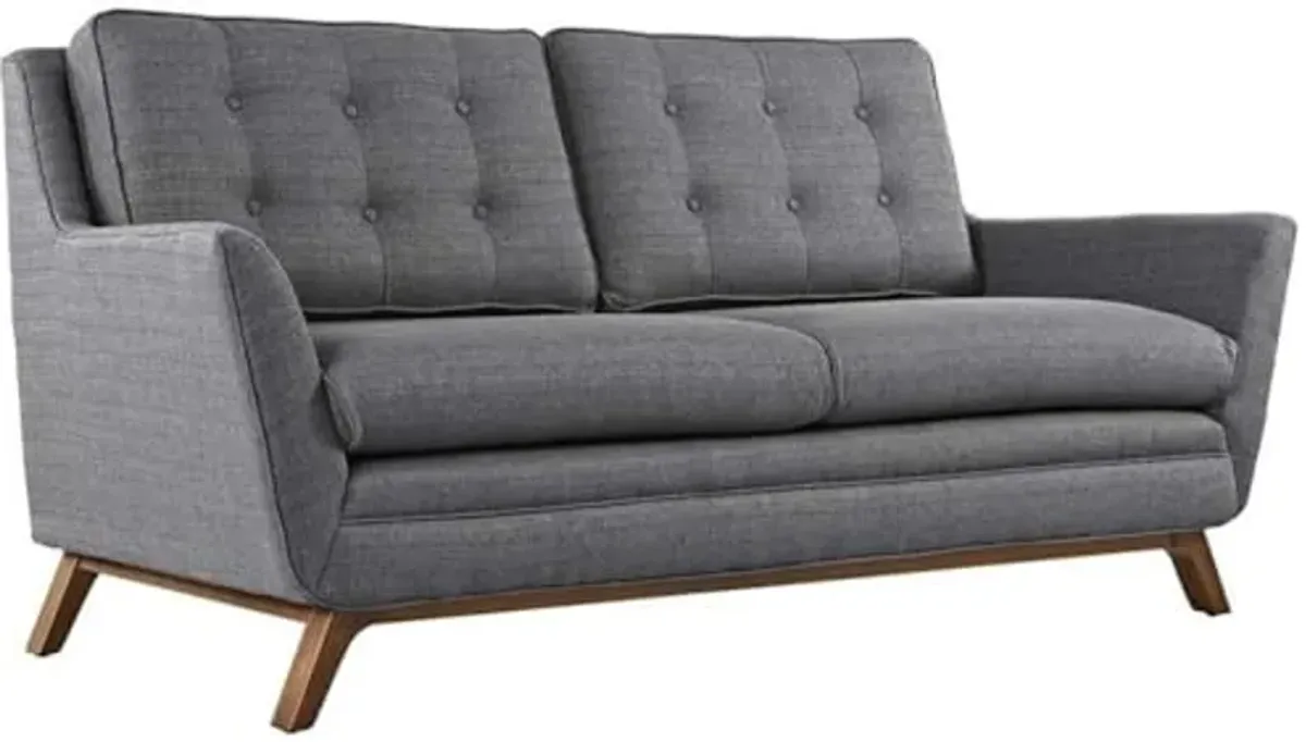 Modway Beguile Mid-Century Modern Loveseat Upholstered Fabric with Loveseat and Armchair in Gray