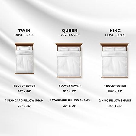 Tribeca Living Plain Bed, Pintuck Microfiber, Wrinkle Resistant, Three Piece Includes One Two Sham Pillowcases Duvet Cover Set, Queen, White, 3