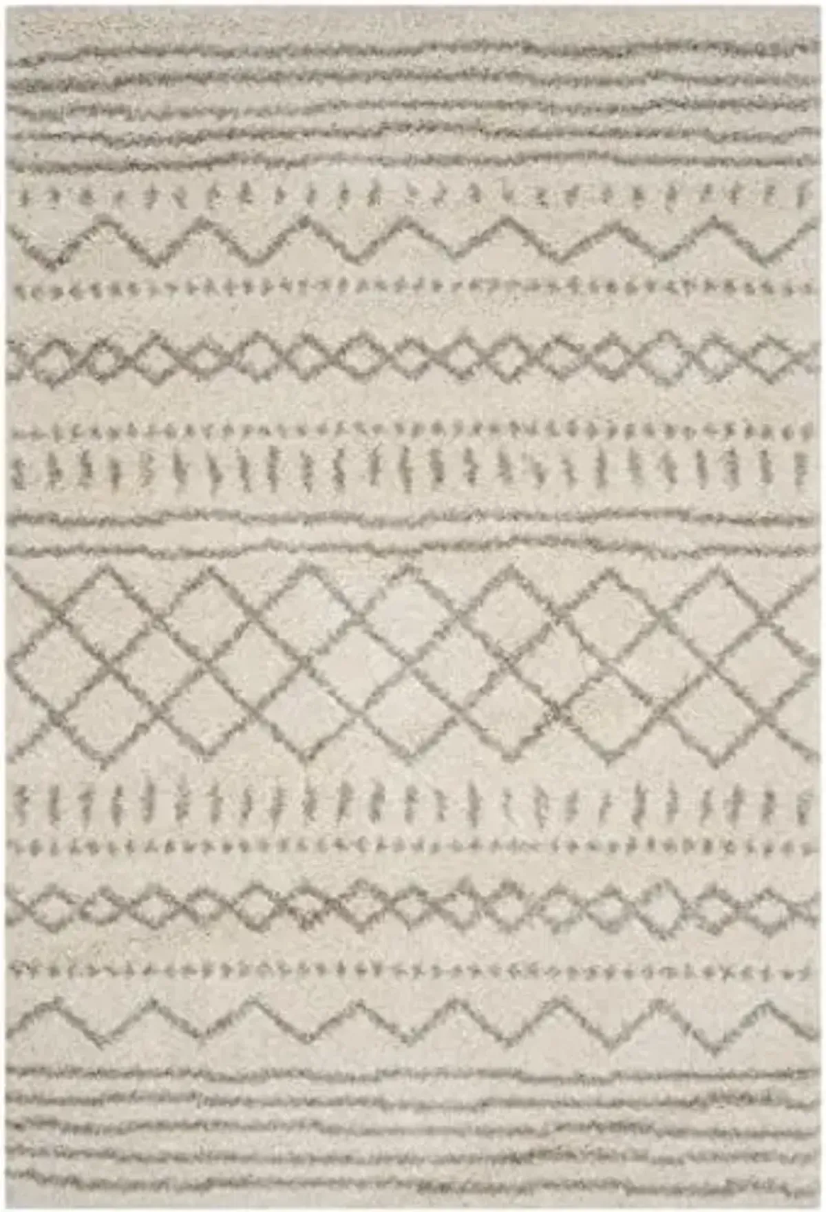 SAFAVIEH Arizona Shag Collection Area Rug - 5'1" x 7'6", Ivory & Beige, Moroccan Design, Non-Shedding & Easy Care, 1.6-inch Thick Ideal for High Traffic Areas in Living Room, Bedroom (ASG741A)