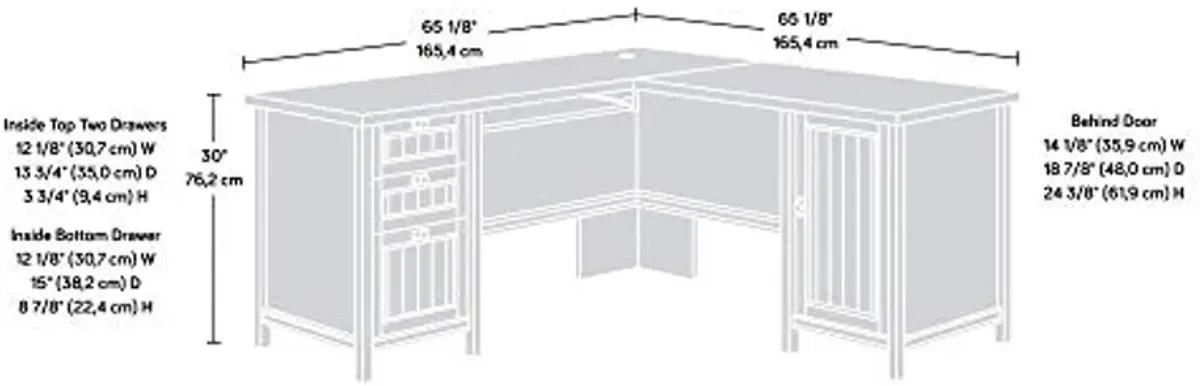 Sauder Costa L-Shaped Desk with Drawers, Corner Desk with Storage and Keyboard Tray, in Chalked Chestnut