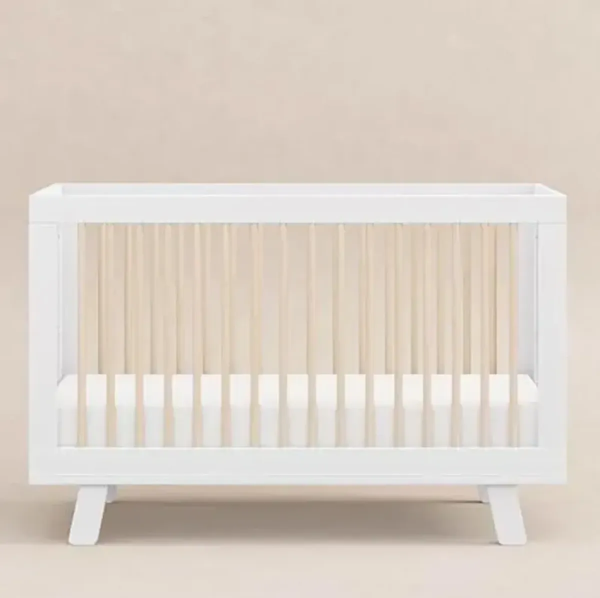 Babyletto Hudson 3-in-1 Convertible Baby Crib with Wooden Toddler Bed & Daybed Conversion - Easy to Assemble & GREENGUARD Gold Certified - 4 Adjustable Mattress Heights - White & Washed Natural