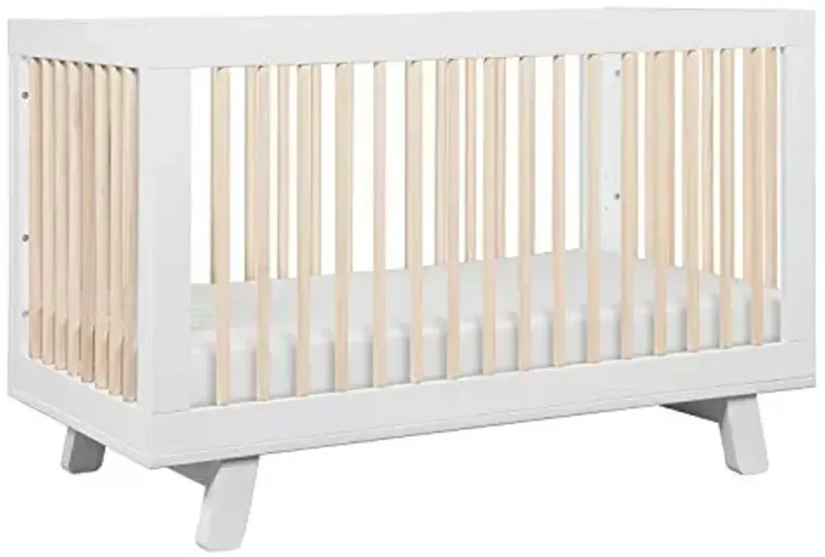 Babyletto Hudson 3-in-1 Convertible Baby Crib with Wooden Toddler Bed & Daybed Conversion - Easy to Assemble & GREENGUARD Gold Certified - 4 Adjustable Mattress Heights - White & Washed Natural