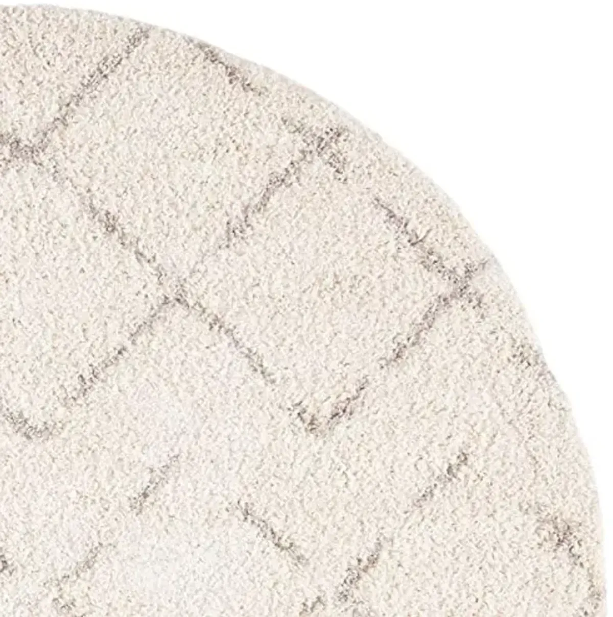 SAFAVIEH Arizona Shag Collection 6'7" Round Ivory/Beige ASG743A Moroccan Diamond Non-Shedding Living Room Bedroom Dining Room Entryway Plush 1.6-inch Thick Area Rug