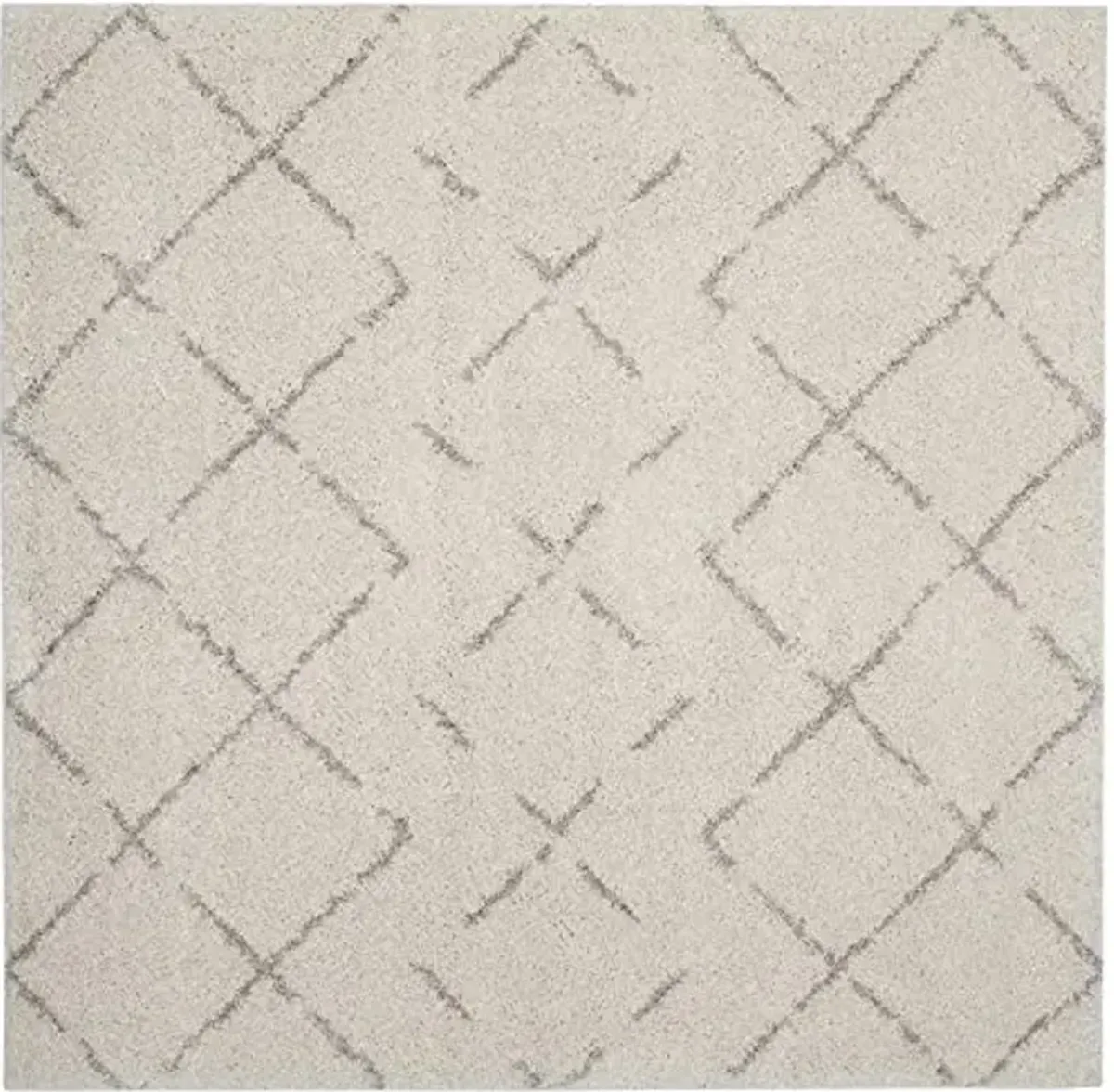 SAFAVIEH Arizona Shag Collection Area Rug - 6'7" Square, Ivory & Beige, Moroccan Boho Design, Non-Shedding & Easy to Clean, Ideal for Living Room, Bedroom, Dining Space (ASG743A)