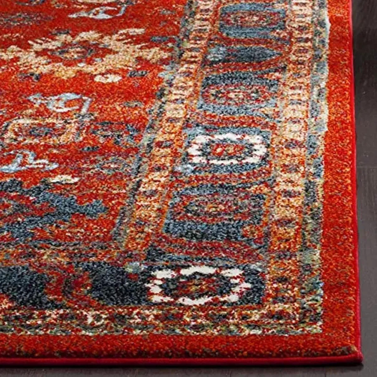 SAFAVIEH Vintage Hamadan Collection Area Rug - 2'7" x 5', Orange & Blue, Traditional Persian Design, Non-Shedding & Easy Care, Ideal for Front Door, Kitchen, Entryway, Accent Space (VTH214C)