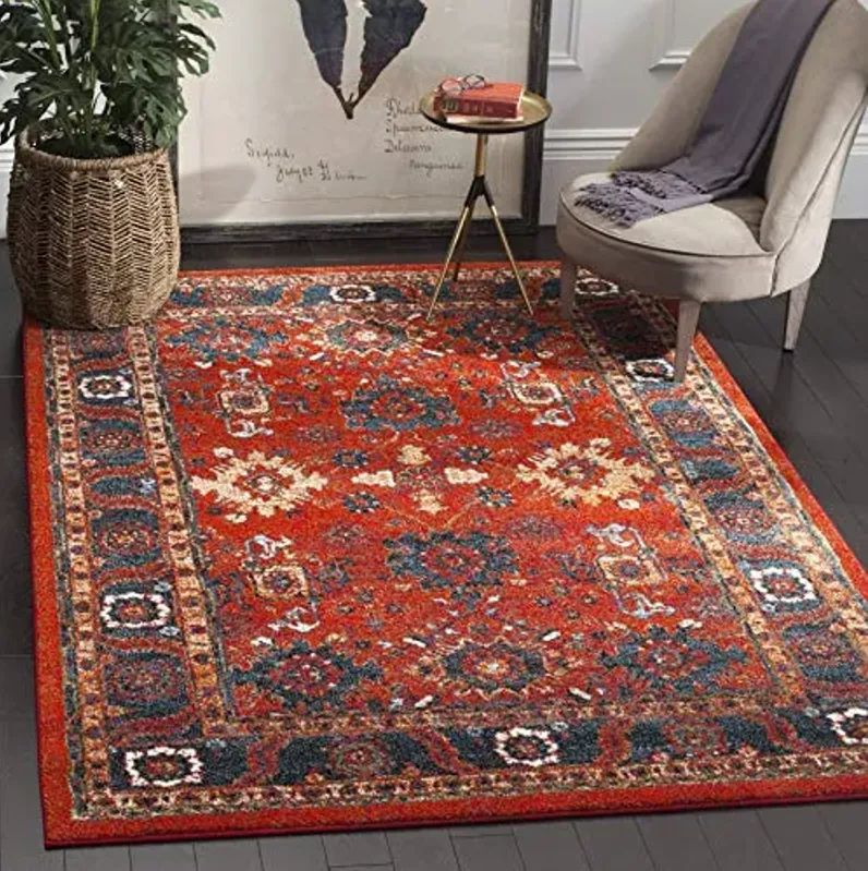 SAFAVIEH Vintage Hamadan Collection Area Rug - 2'7" x 5', Orange & Blue, Traditional Persian Design, Non-Shedding & Easy Care, Ideal for Front Door, Kitchen, Entryway, Accent Space (VTH214C)