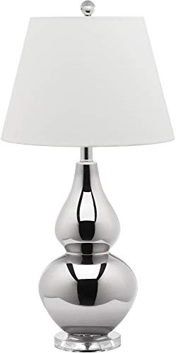 SAFAVIEH Lighting Collection Cybil Modern Contemporary Silver Double Gourd Bedroom Living Room Home Office Desk Nightstand Table Lamp (LED Bulbs Included)