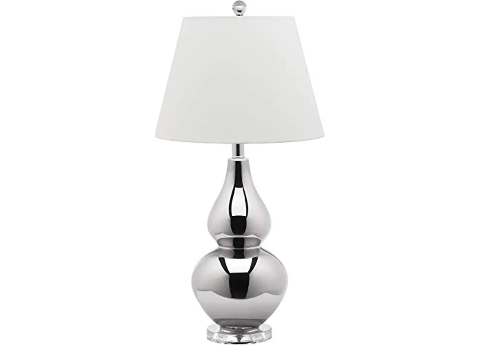 SAFAVIEH Lighting Collection Cybil Modern Contemporary Silver Double Gourd Bedroom Living Room Home Office Desk Nightstand Table Lamp (LED Bulbs Included)