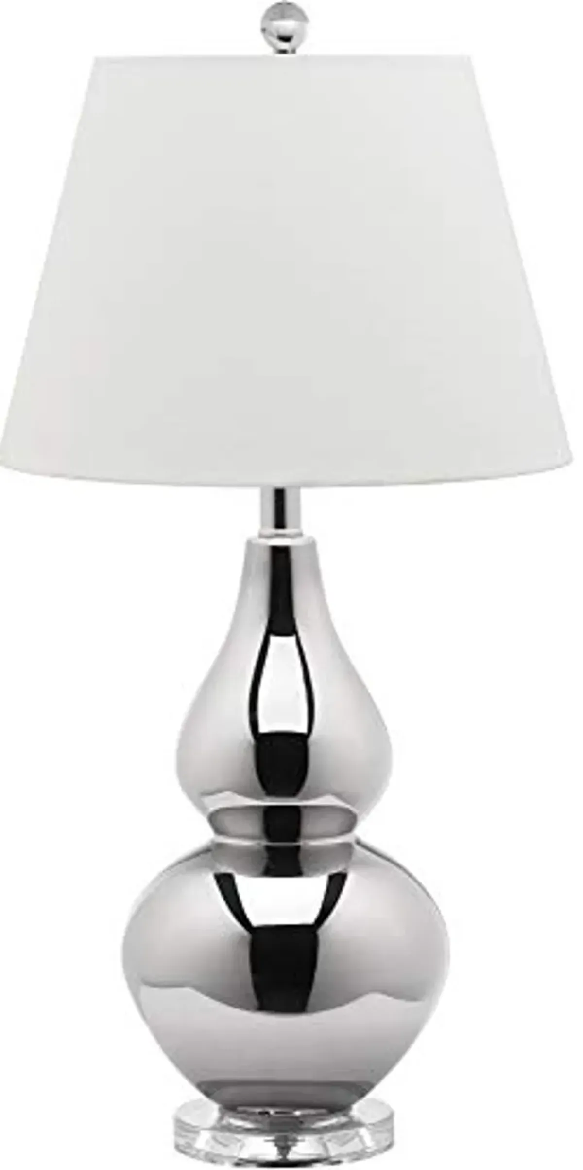 SAFAVIEH Lighting Collection Cybil Modern Contemporary Silver Double Gourd Bedroom Living Room Home Office Desk Nightstand Table Lamp (LED Bulbs Included)