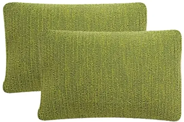 SAFAVIEH PPL112E-1220-SET2 Collection Soleil Tropical Indoor/Outdoor Throw Pillows (Set of 2), Green, 12" x 20"