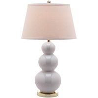 SAFAVIEH Lighting Collection Pamela Modern Contemporary White Triple Gourd Ceramic 27-inch Bedroom Living Room Home Office Desk Nightstand Table Lamp (LED Bulbs Included)