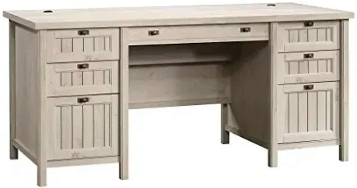 Sauder Costa Office Desk with Drawers, Executive Desk with File Drawer Storage, in Chalked Chestnut