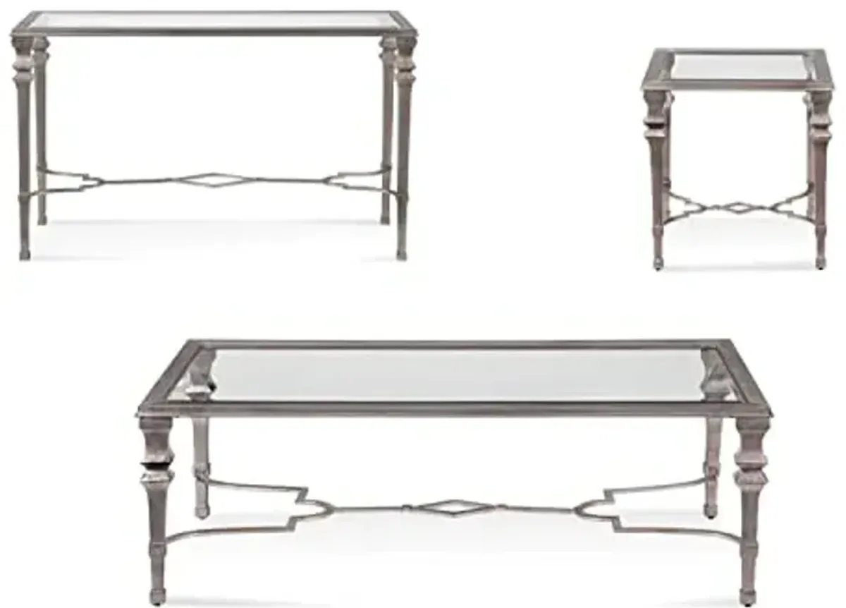 Bassett Mirror Company Sylvia Silver Leaf Square End Table