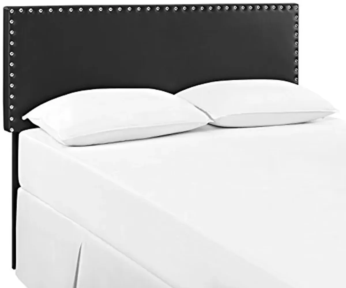 Modway Phoebe Faux Leather Upholstered King Headboard in Black with Nailhead Trim