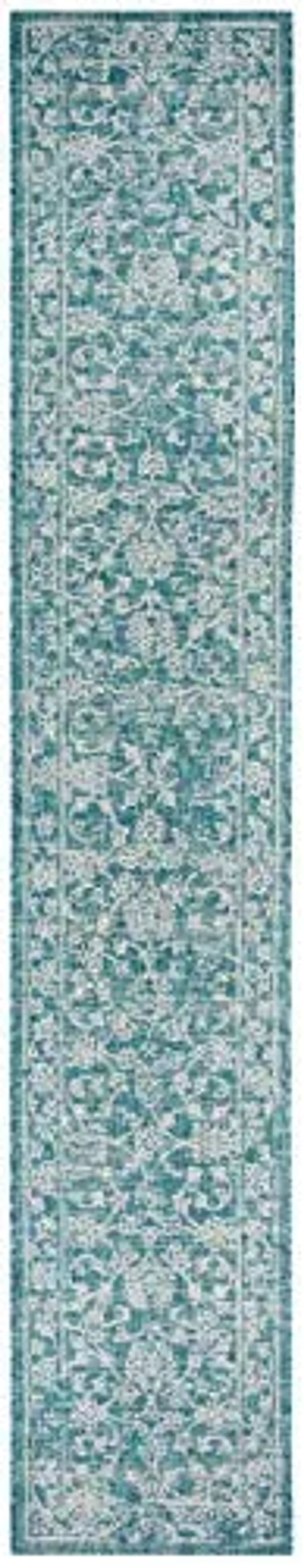 SAFAVIEH Courtyard Collection Runner Rug - 2'3" x 12', Turquoise, Non-Shedding & Easy Care, Indoor/Outdoor & Washable-Ideal for Patio, Backyard, Mudroom (CY8680-37221)