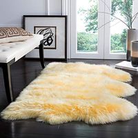 SAFAVIEH Sheep Skin Collection 3' x 5' Champagne SHS121H Handmade Rustic Glam Genuine Pelt 3.4-inch Extra Thick Area Rug