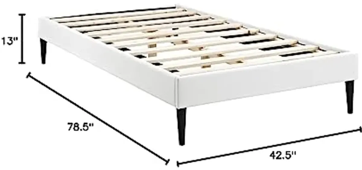 Modway Sherry Vinyl Bed Frame with Round Tapered Legs, Twin, White