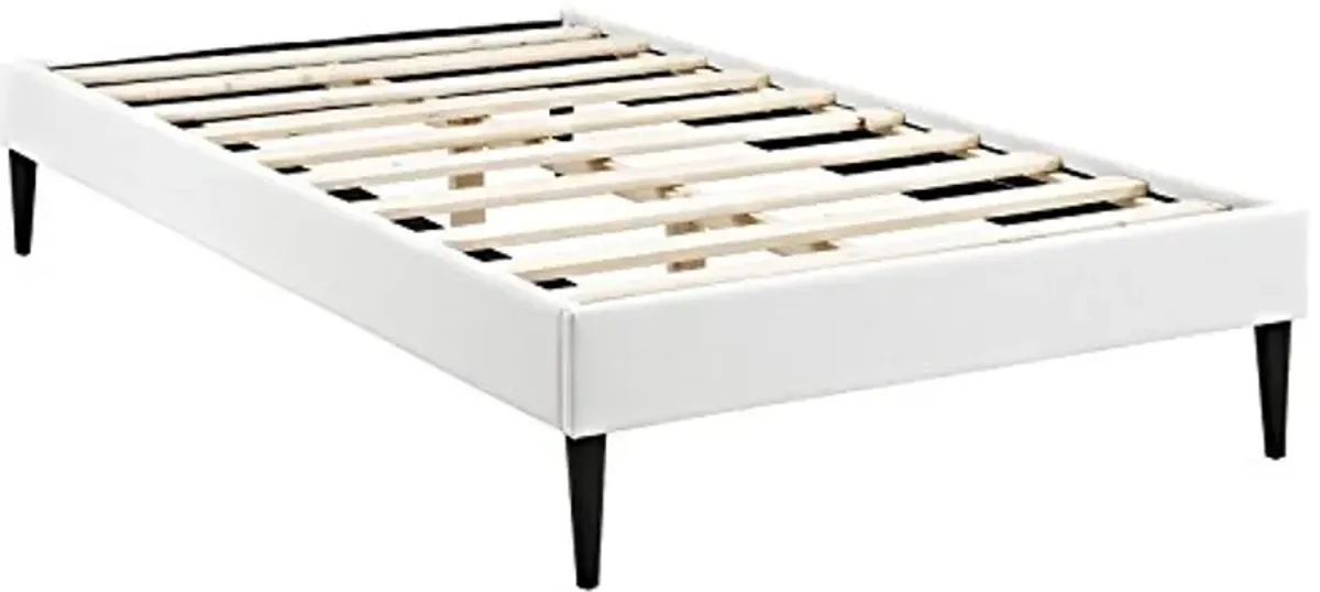 Modway Sherry Vinyl Bed Frame with Round Tapered Legs, Twin, White