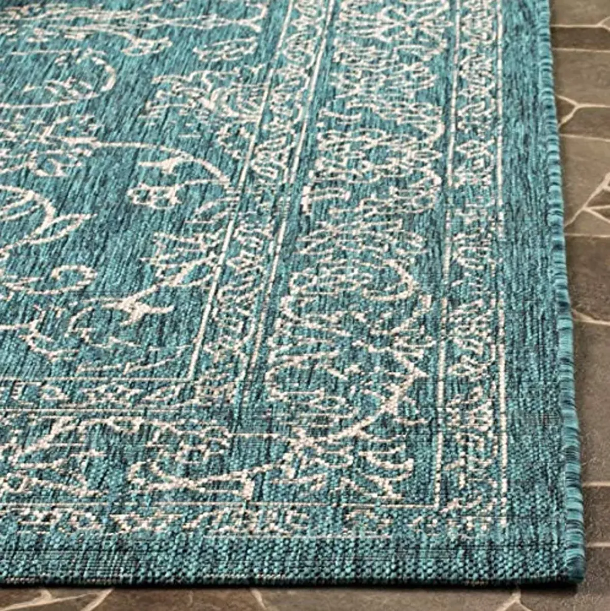 SAFAVIEH Courtyard Collection 2' x 3'7" Turquoise CY8680 Indoor/ Outdoor Waterproof Easy Cleaning Patio Backyard Mudroom Accent Rug