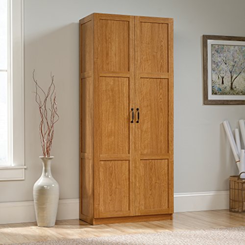 Sauder Storage Cabinet, Highland Oak Finish