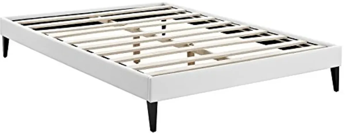 Modway Sharon Vinyl Bed Frame with Squared Tapered Legs, Queen, White