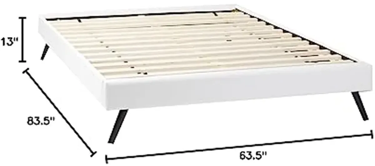 Modway Sharon Vinyl Bed Frame with Squared Tapered Legs, Queen, White