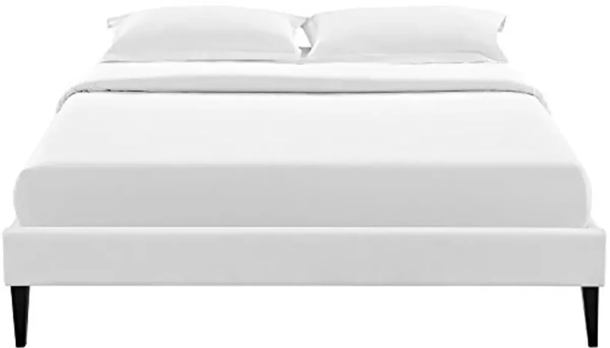 Modway Sharon Vinyl Bed Frame with Squared Tapered Legs, Queen, White