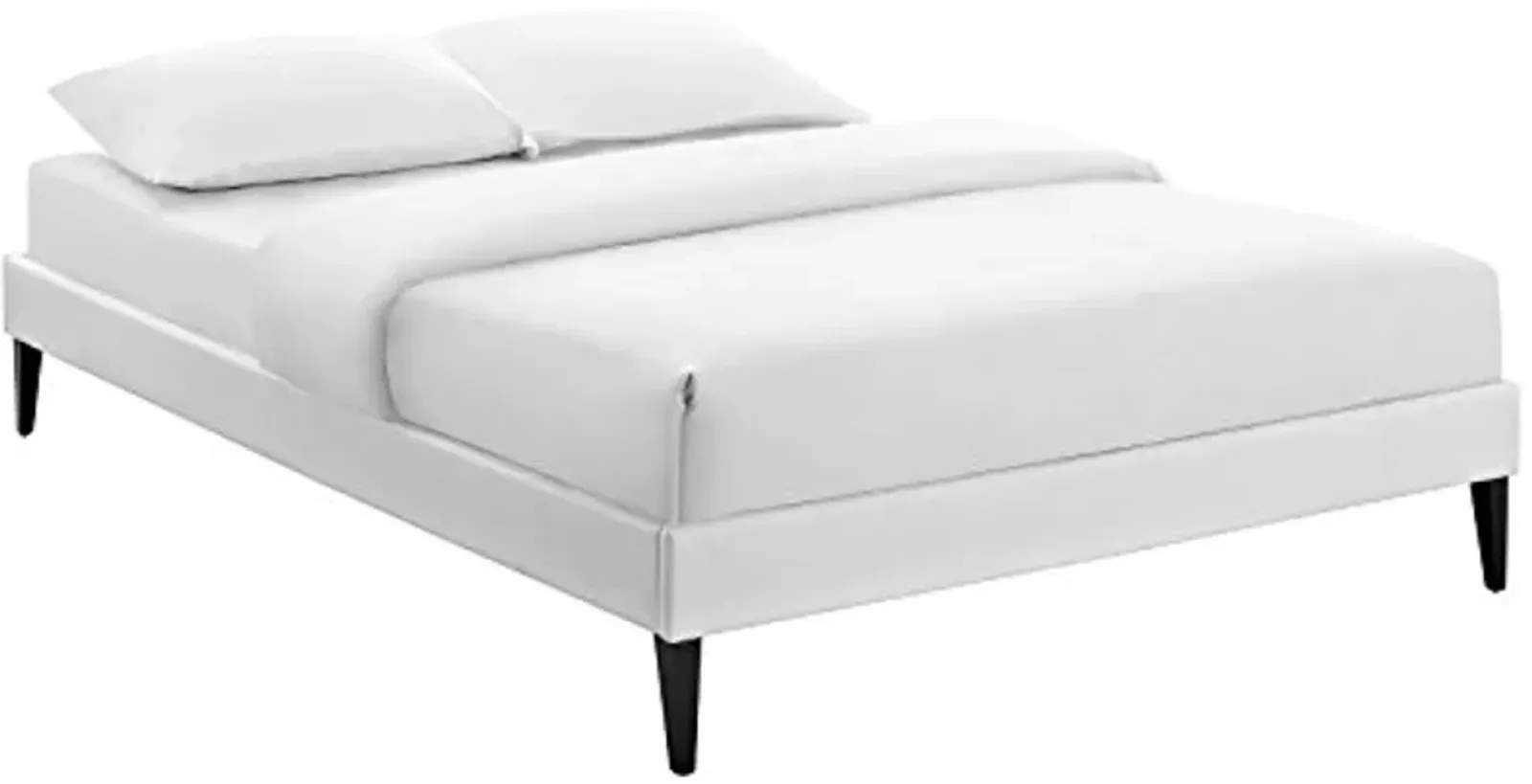 Modway Sharon Vinyl Bed Frame with Squared Tapered Legs, Queen, White