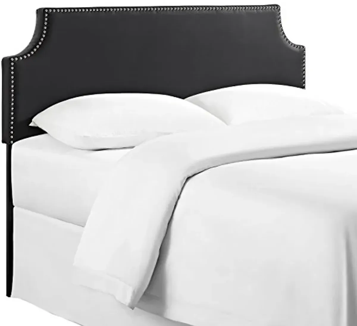 Modway Laura Vegan Leather Upholstered Queen Size Headboard with Nailhead Trim in Black