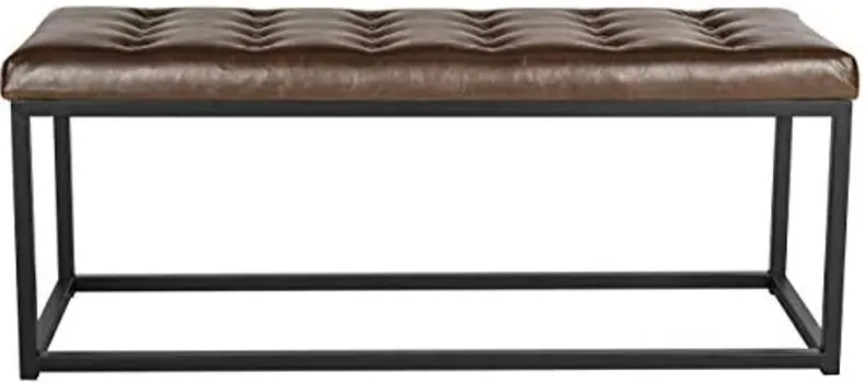 SAFAVIEH Home Collection – Reynolds Brown Tufted Upholstered Accent Bench, Modern Parsons-Style Open Frame Bench for Bedroom, Entryway or Living Room, Black Legs (FOX6225C)