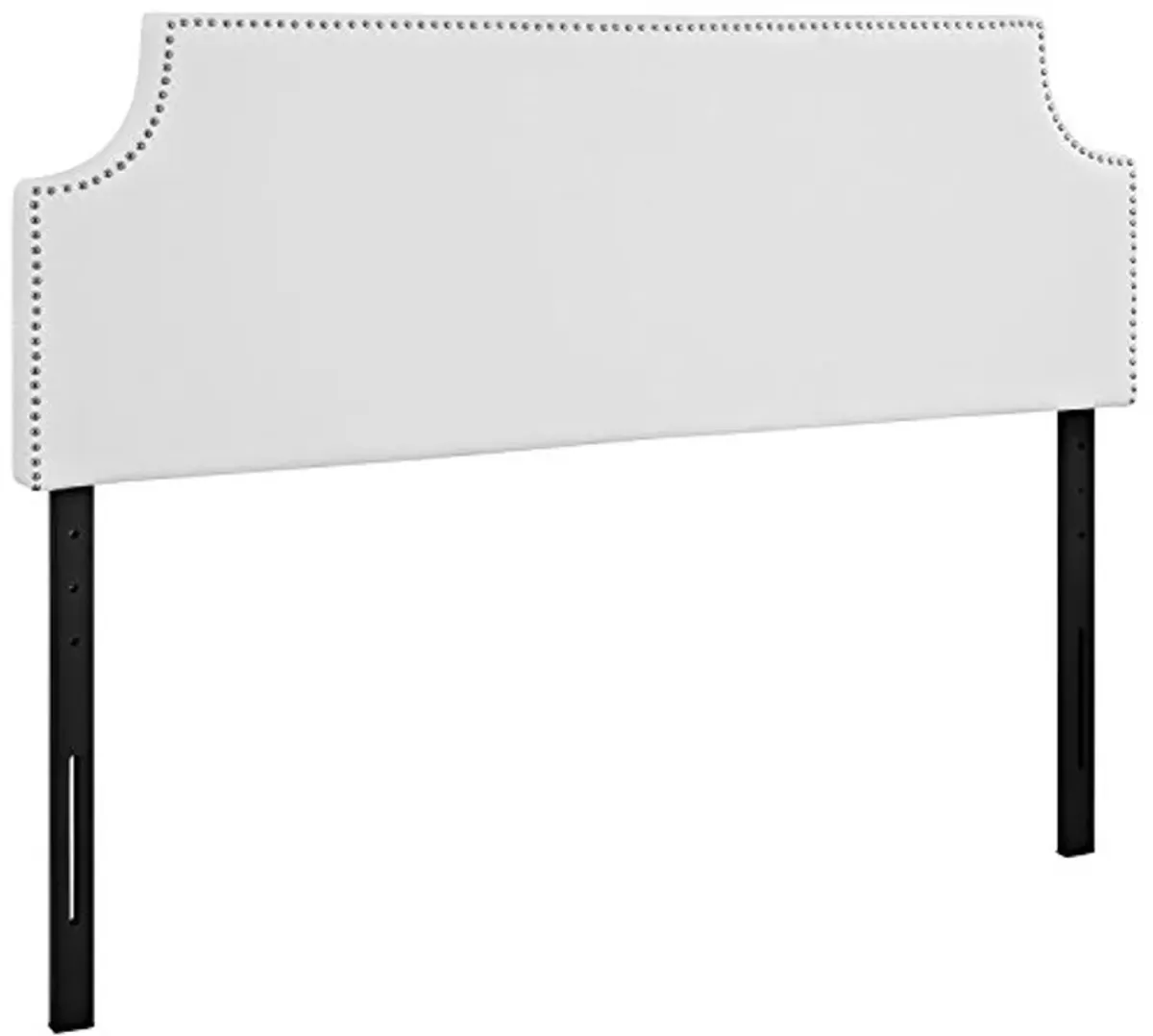 ModwayMOD-5393-WHILauraUpholstered Faux Leather Headboard With Cut-Out Edges and Nailhead TrimQueen HeadboardWhite