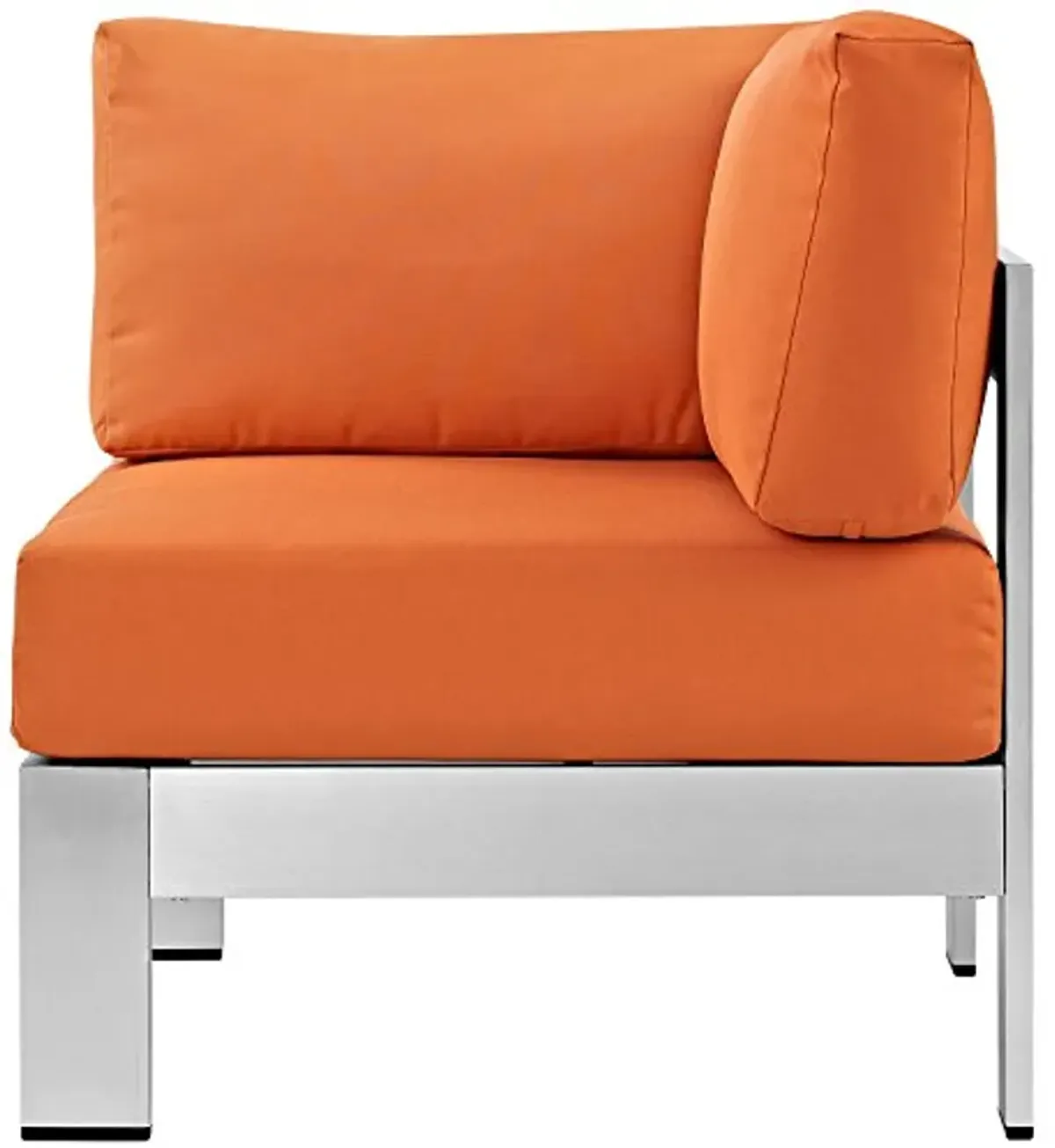 Modway Shore Aluminum Outdoor Patio Corner Chair in Silver Orange