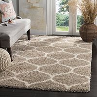 SAFAVIEH Hudson Shag Collection 5x3" x 7x6" Beige/Ivory SGH280S Moroccan Ogee Trellis Non-Shedding Living Room Bedroom Dining Room Entryway Plush 2-inch Thick Area Rug