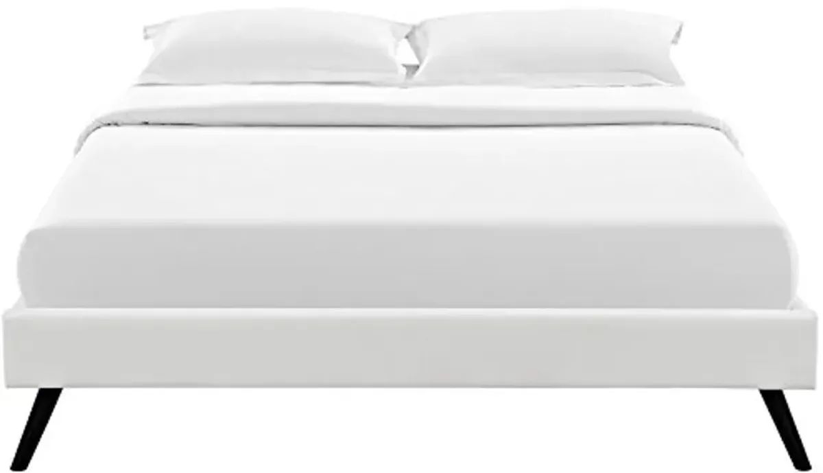 Modway Helen Vinyl Bed Frame with Round Splayed Legs, Full, White