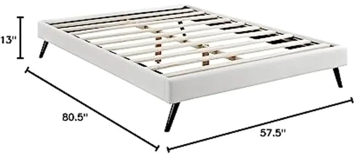 Modway Helen Vinyl Bed Frame with Round Splayed Legs, Full, White