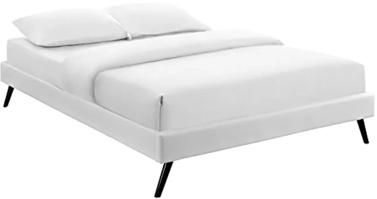 Modway Helen Vinyl Bed Frame with Round Splayed Legs, Full, White