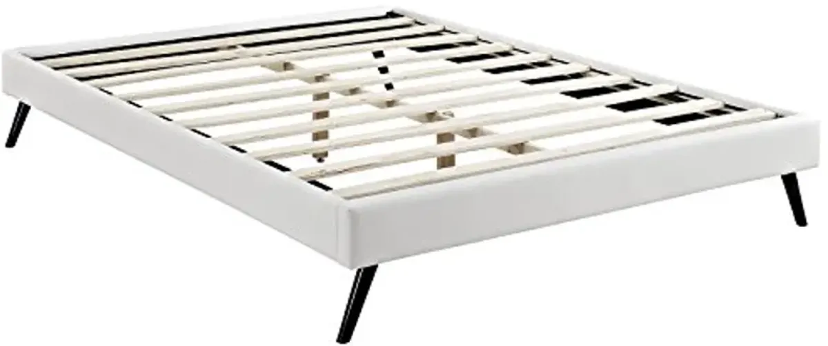 Modway Helen Vinyl Bed Frame with Round Splayed Legs, Full, White