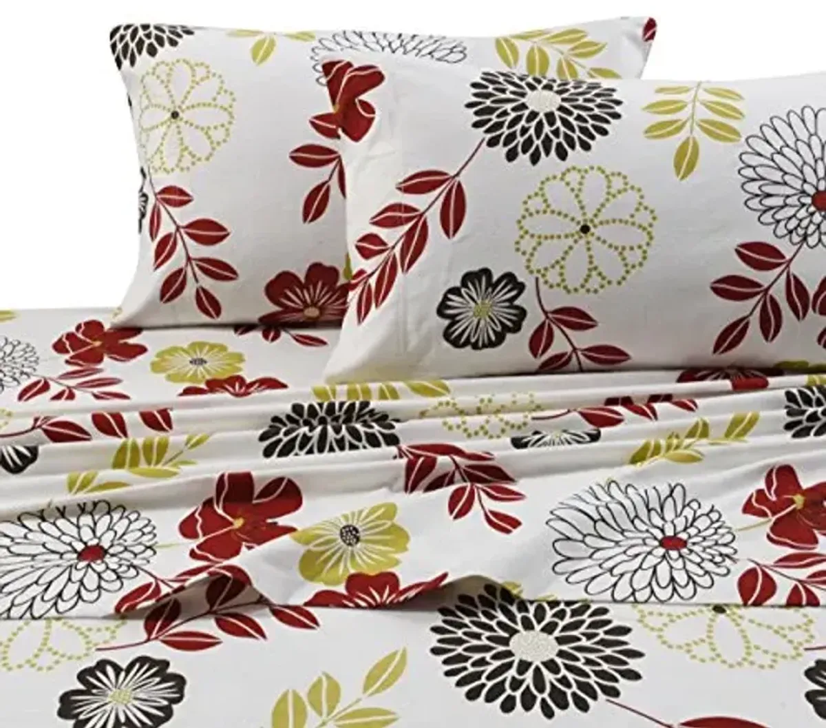 Tribeca Living Floral 5 oz Flannel Printed Extra Deep Pocket Sheet Set, Full, Multicolor
