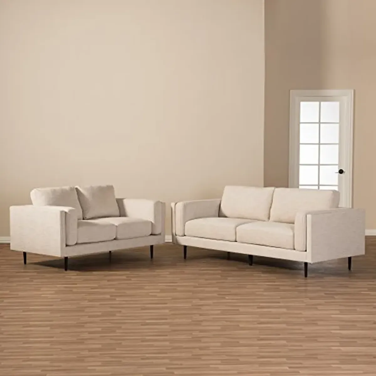 Baxton Studio Noa Light Beige Fabric Upholstered 2Piece Living Room Set